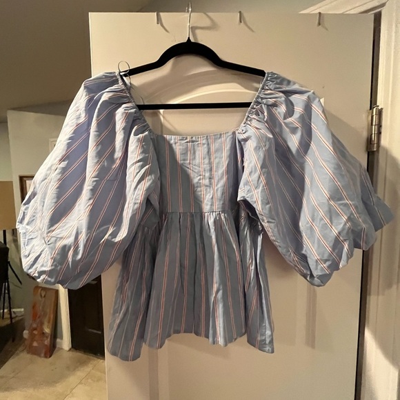 ~Things Between~ Blue Striped Women's Top - Picture 7 of 9